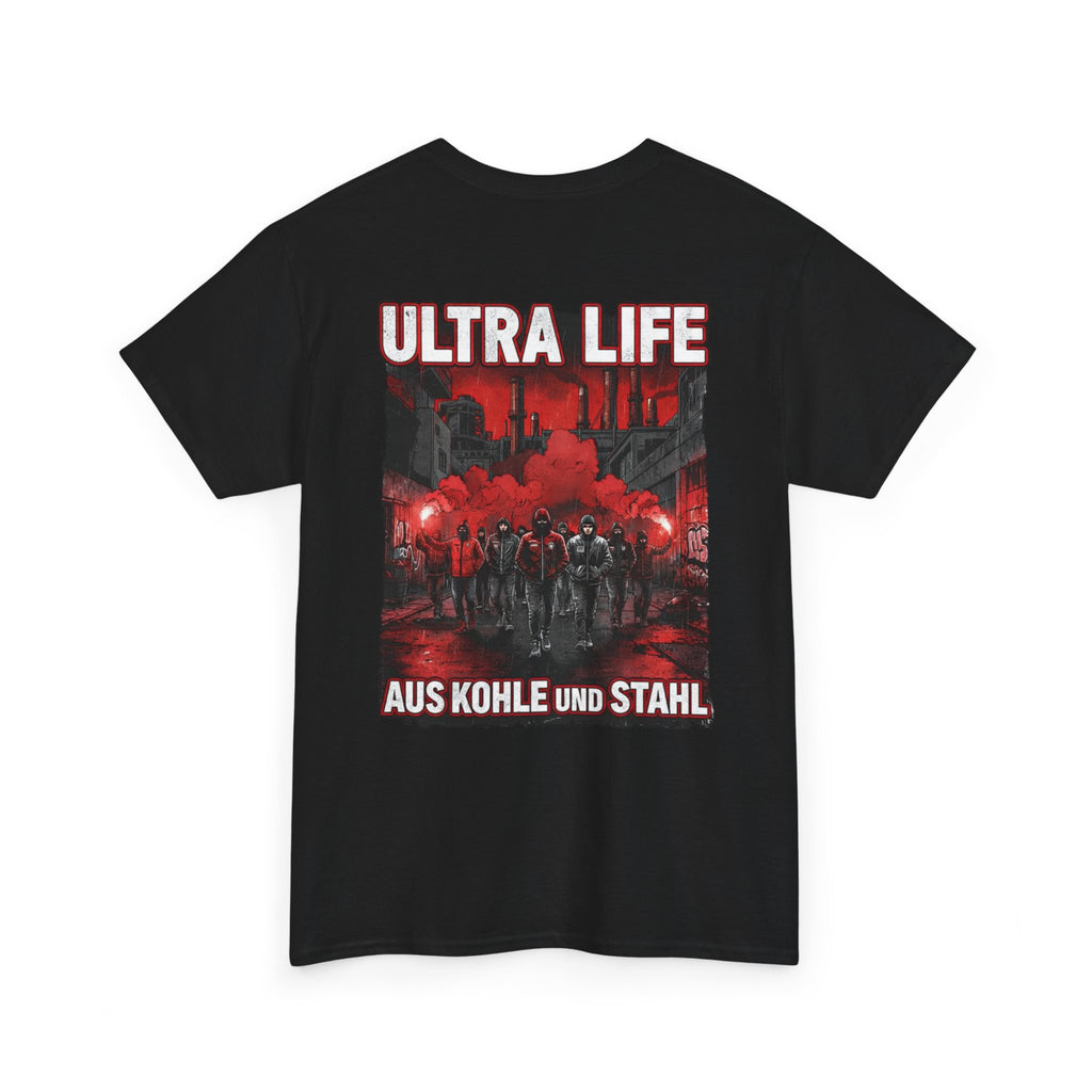 T-Shirt "Ultra Life-Aus Kohle und Stahl" Schwarz Rot